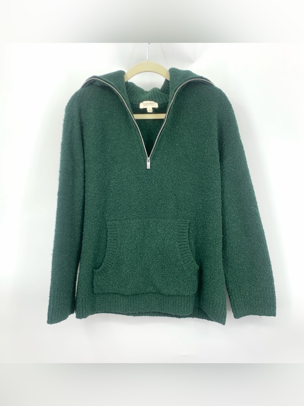 Haven Well Within Talbots Women Size Medium Sweater Green 1/2 Zip Pullover Knit